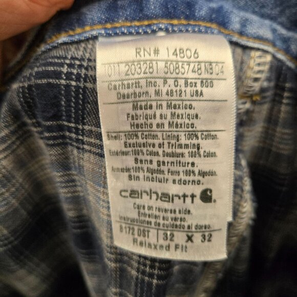 Carhartt Mens 36 Blue Denim Flannel Lined Relaxed Fit Jeans 8172 Made In USA - Picture 13 of 16